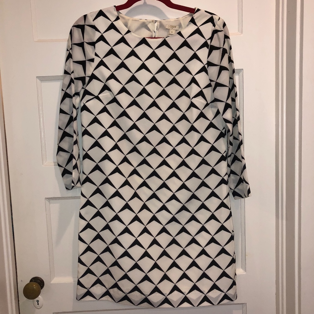 J. Crew Black and White Geometric Dress - 0